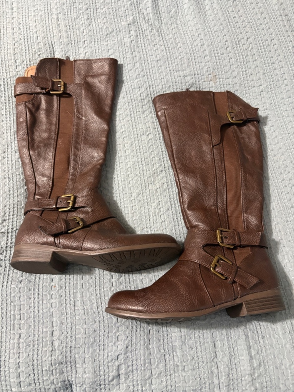 Lifestride Women's Tall Brown Buckle Riding Boots